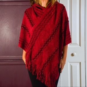Bundle of Two Hooded Ponchos with Fringe Bottom